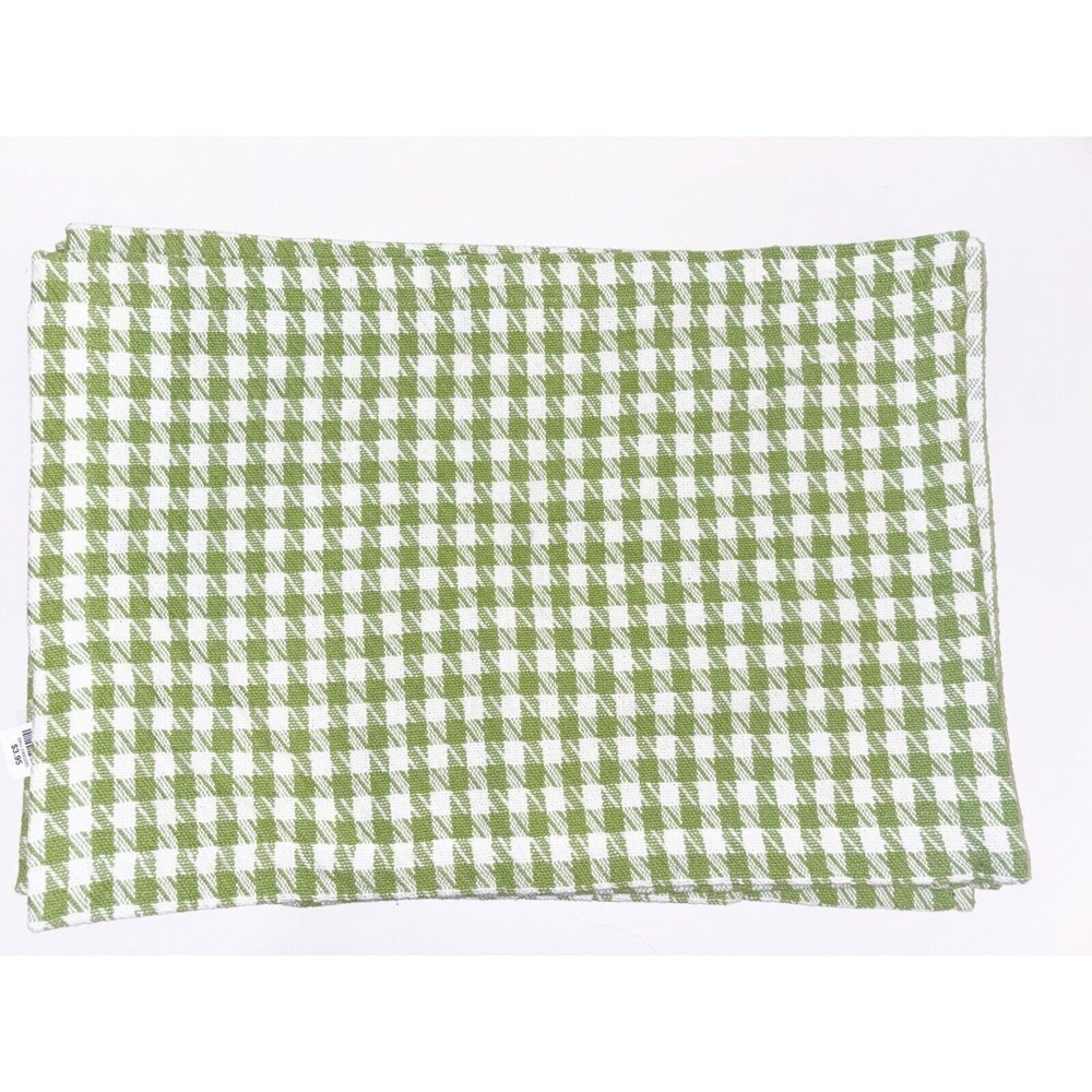 Vintage Pier 1 Green And White Houndstooth Placemats Set Of 4 Mismatched